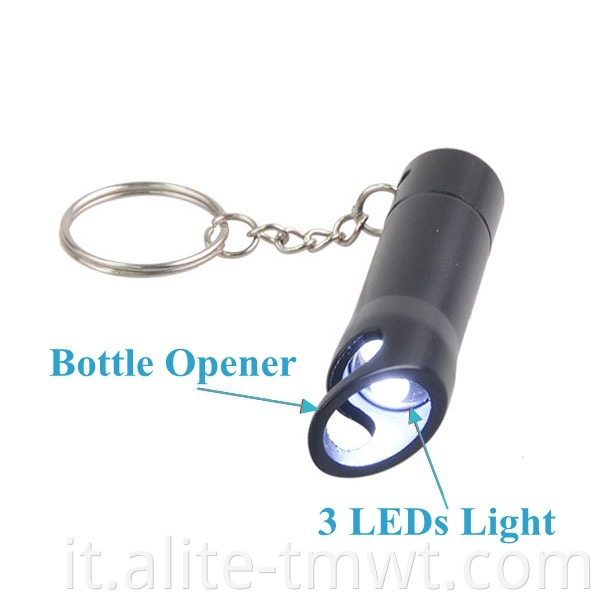Apri di bottiglia personalizzato personalizzato 3 Torcia LED Keyring